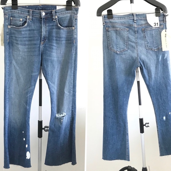 rag & bone Denim - RAG & BONE Distressed Jeans Crop Raw Hem Size 31